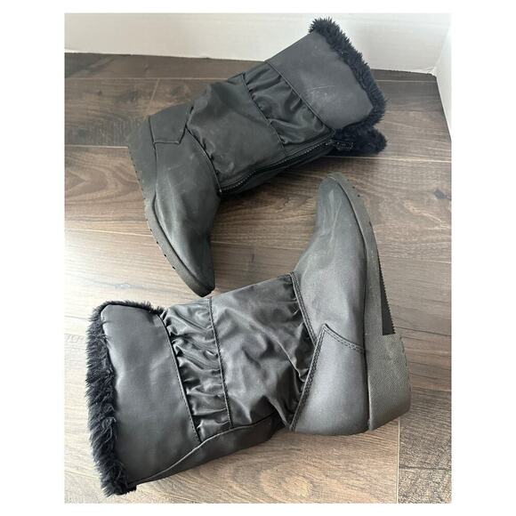 Walkables Comfort Shoes Black Front Zip Lined Winter Heel Boots Size 9 - Picture 2 of 12